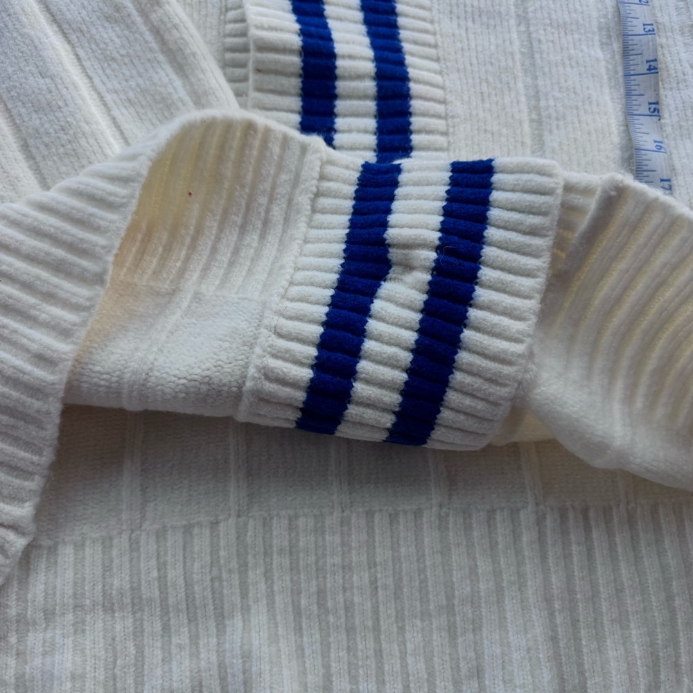 PINK VS Varsity Cardigan XL Cream Blue Stripe Preppy Cozy NWT - Picture 4 of 9